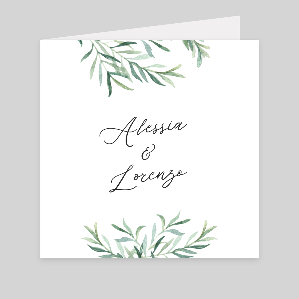 Feuillage aquarelle - 2 volets 14,6 x 14,6 cm